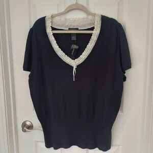 Lane Bryant Black Short Sleeve Sweater 18/20 NWT